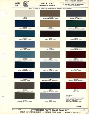 1966 mustang interior paint charts | Maine Mustang